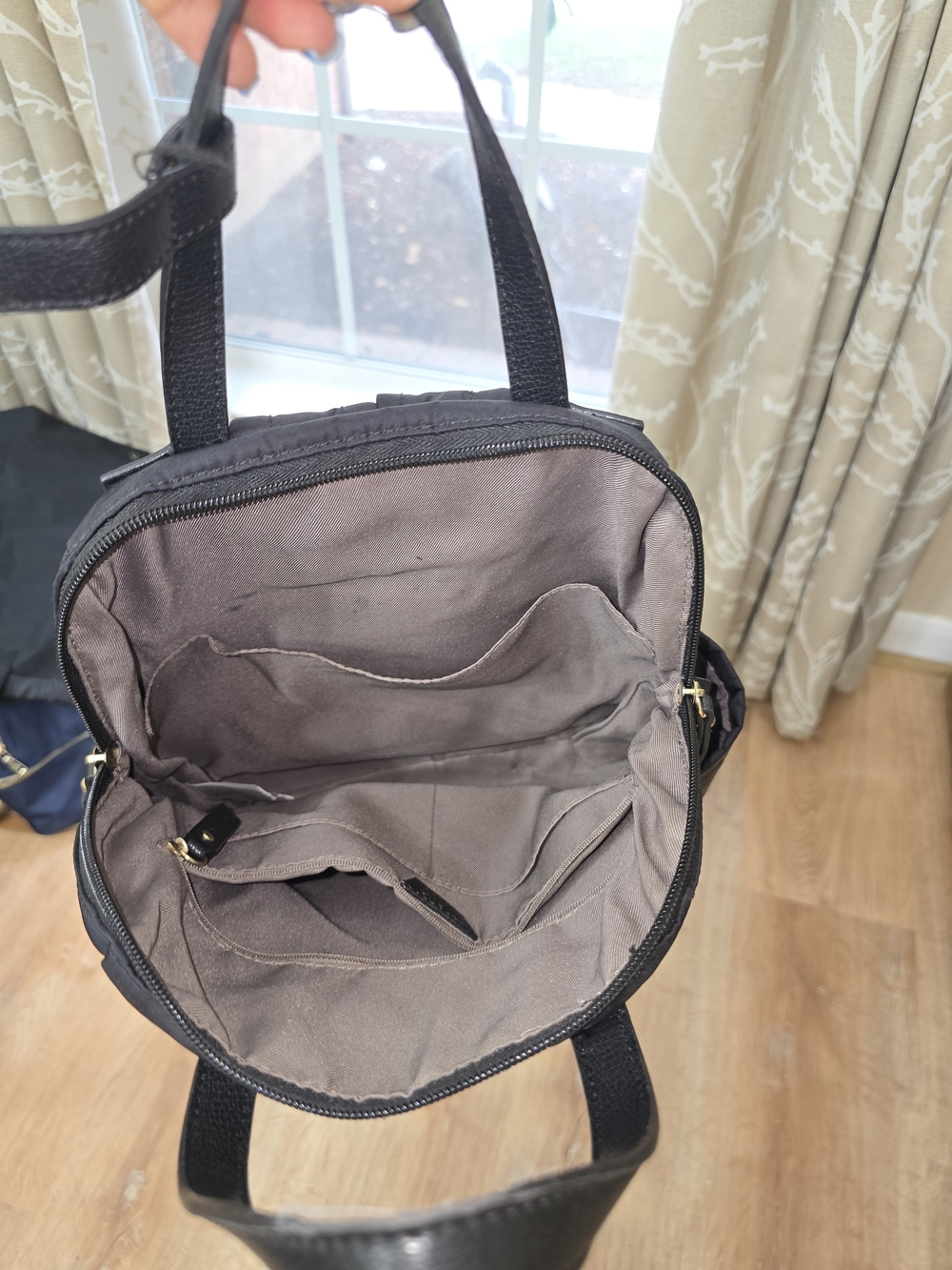 Black Women's Backpack with Gold Hardware - Picture 10 of 12